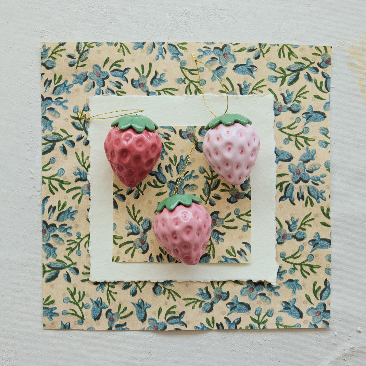 Strawberry Ornament - Ceramic