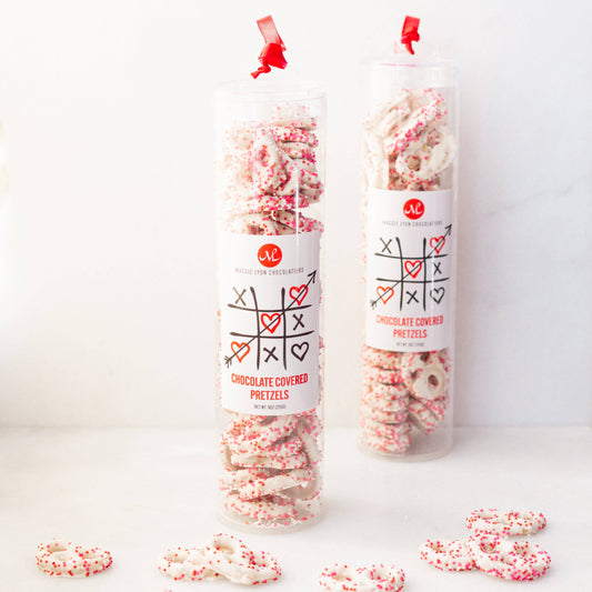 Valentine's White Chocolate Mini Pretzels - Maggie Lyon Chocolatiers - Local Brand