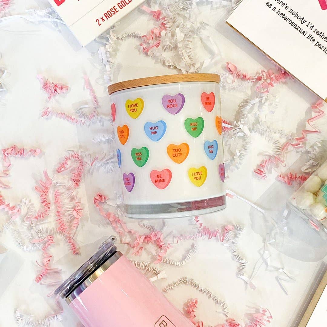 Candy Hearts Valentines Soy Candle: Whipped Cream