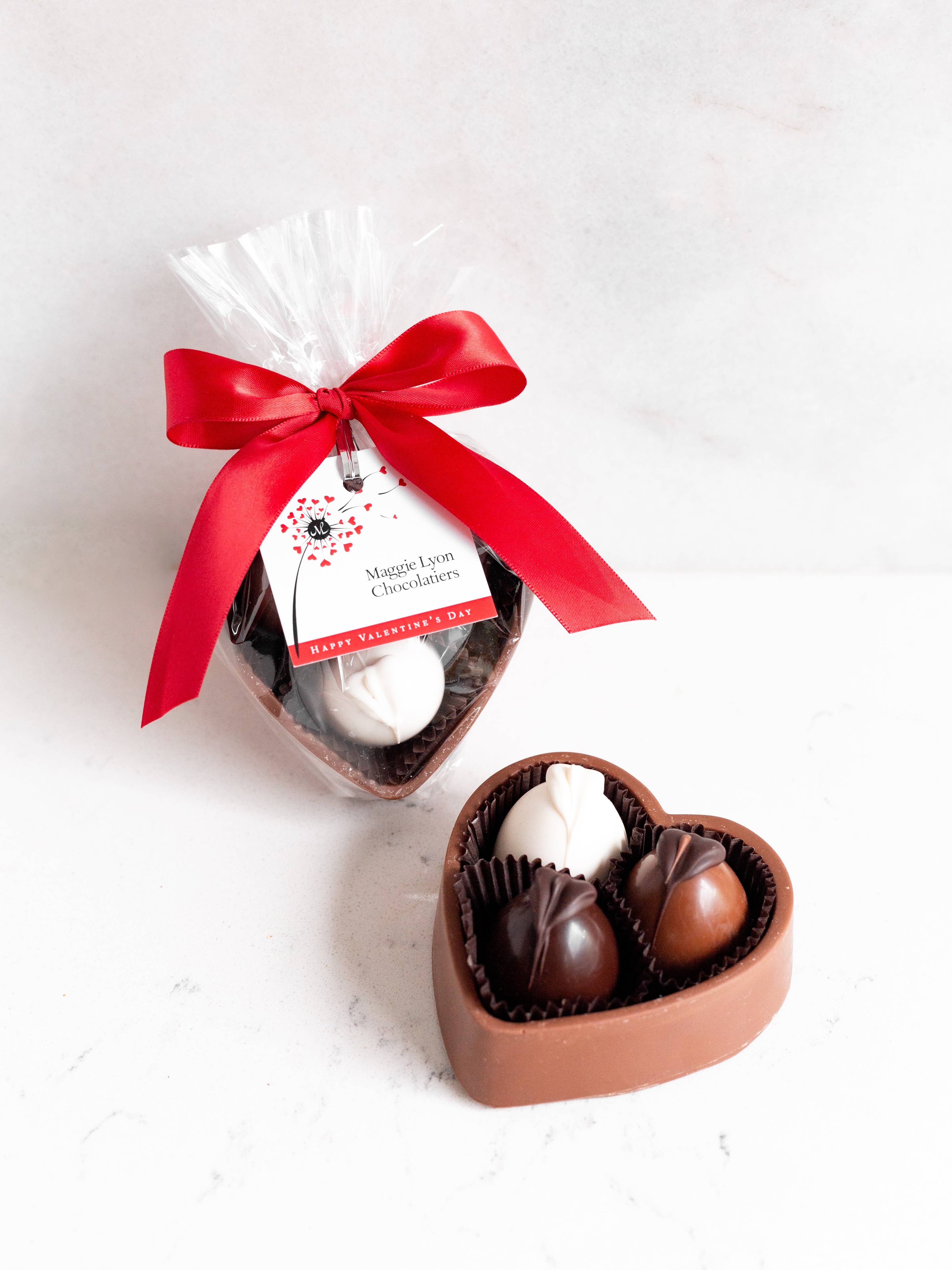 Valentine's Milk Chocolate Heart Box w/3 Truffles Savannah Taste