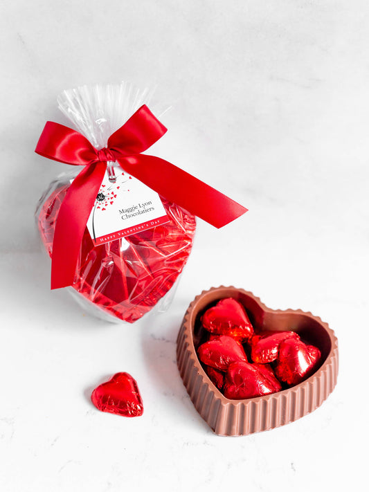 Valentine's Milk Chocolate Heart Box w/Red Foiled Hearts